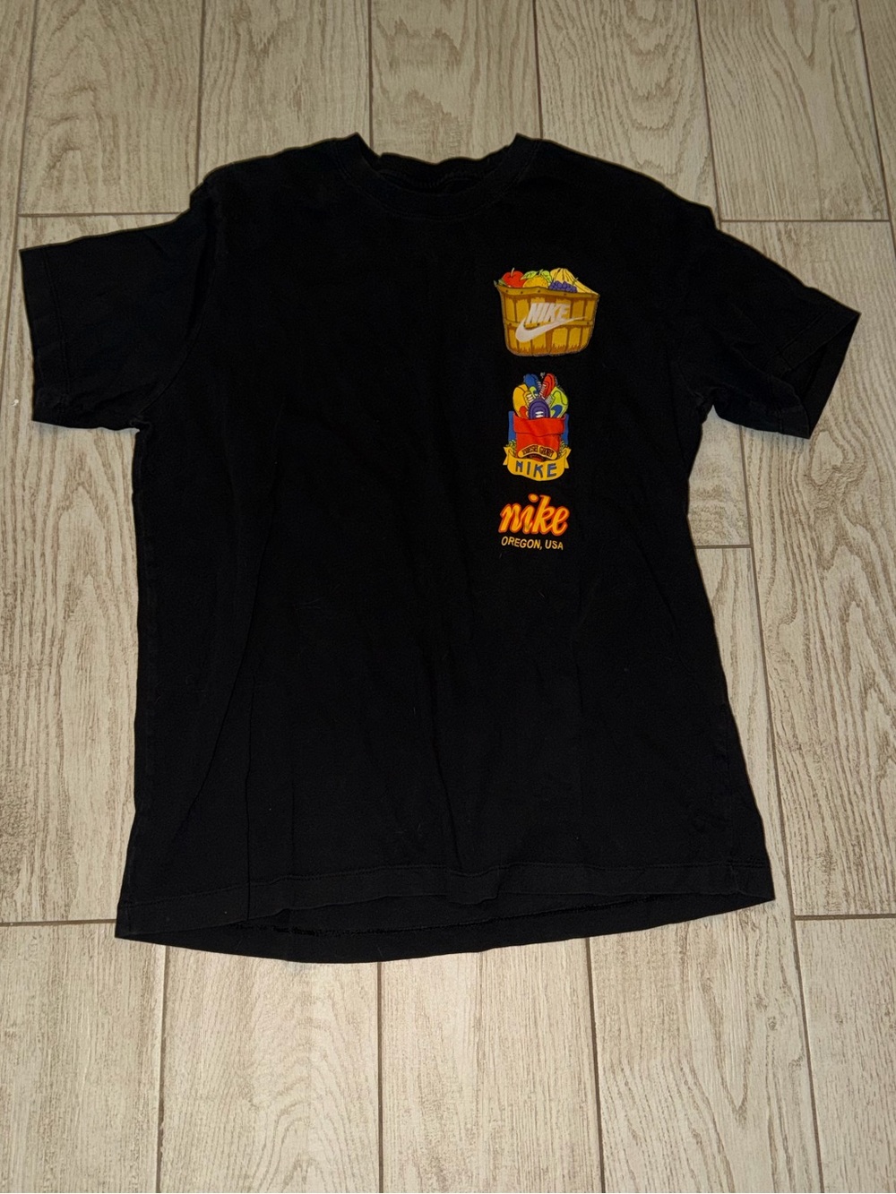 Nike Black Tee with Colorful Basket Graphics